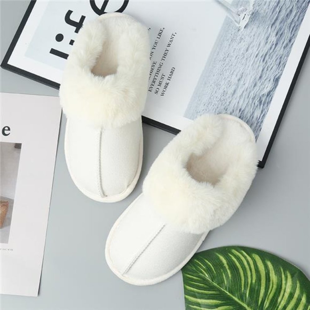 Faux Suede Center Seam Slippers - Picture 9 of 16